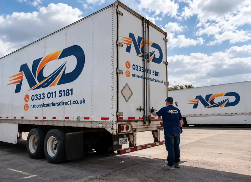 National Couriers Direct lorry being loaded for a manufacturing delivery