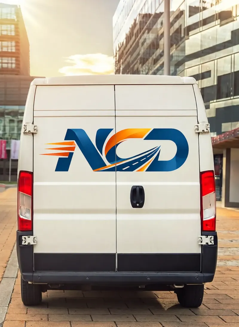 Rear doors of a National Couriers Direct van for secure government deliveries