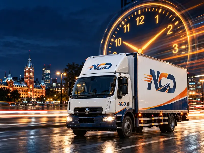 Urgent courier van leaving a business for a same day delivery