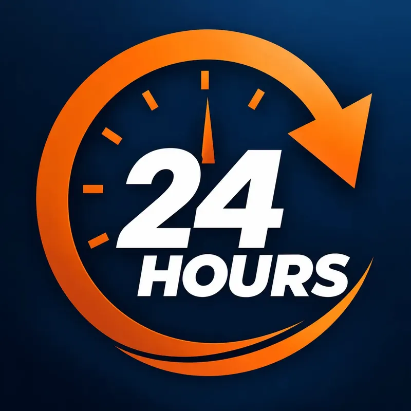 24 hour courier service clock showing round-the-clock collection and delivery